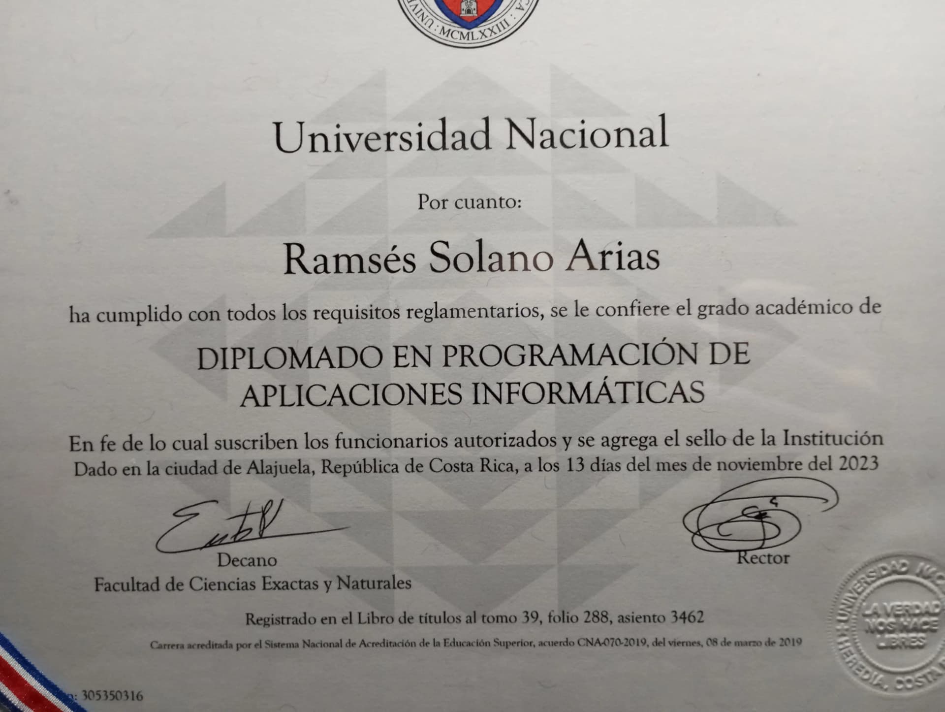 Diplomado de Programación de Aplicaciones Informáticas Degree